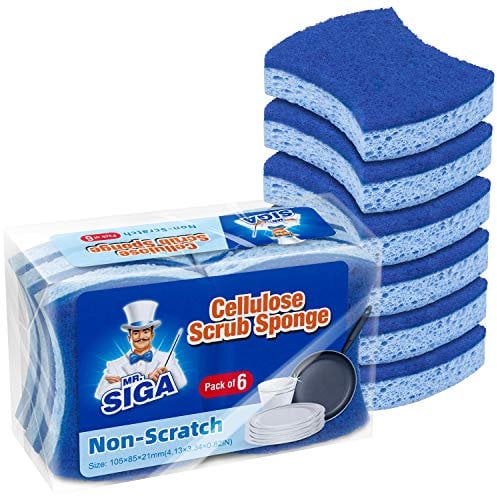 MR.SIGA - Estropajos con Doble Cara, Lado Verde Fuerte, apropiados para Uso en Cocina (Paquete de 12)