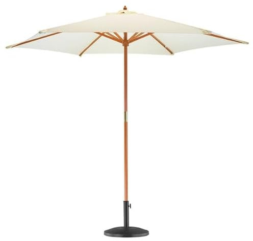 Harbour Housewares Jardin Parasol et de Base - Grand 6 nervuré Toile Pare-Soleil - Poulie Operated - Pierre/Noir - 2.7m