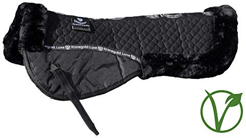 Rhinegold 448-F-WH/NAT Luxe Fell Halbpolster, weiß/Natur, voll, Unisex, Luxe Pelz Halbpolster, schwarz/schwarz, Volle Größe