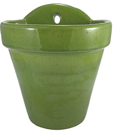 Maceta Colgante Maceta Colgar Pared Barro Esmalte Exterior (18 cms, Verde Claro)