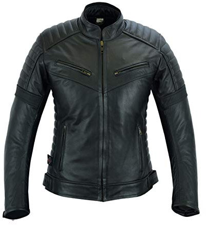 Texpeed Veste moto en cuir pour femme - Veste de moto de tourisme avec protection véritable biker CE armor (EN 1621-1) Noir - L