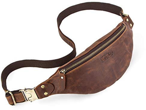 CONTACTS Gürteltasche Bauchtasche Hüfttasche mit Reißverschluss Geeignet für Reise Wanderung und Outdoor-aktivitäten für Damen/Herren (Kaffee)