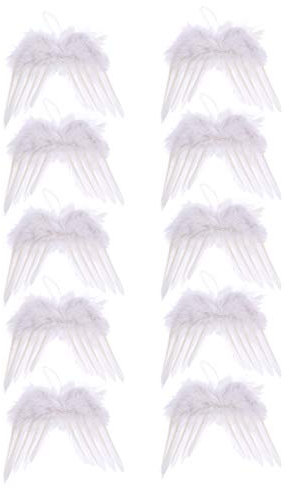 HEALLILY 10 Stück Engelsflügel Federn Flügel Engel Weihnachtsbaum Anhänger Christbaumschmuck Weihnachtsschmuck DIY Basteln Weihnachten Xmas Baby Taufe Party Hängende Dekoration Weiß