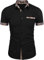 Misfuso Chemise Homme à Carreaux Manche Courte avec Poche Poitrine,Chemise décontractée sans Repassage Noir XL