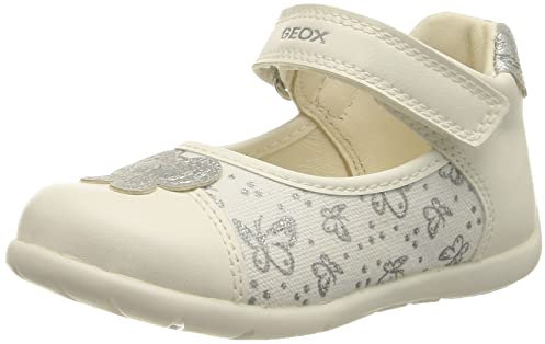 Geox B Elthan Girl B, Primi Passi Bimba 0-24, Bianco/Argento (White/Silver), 22 EU