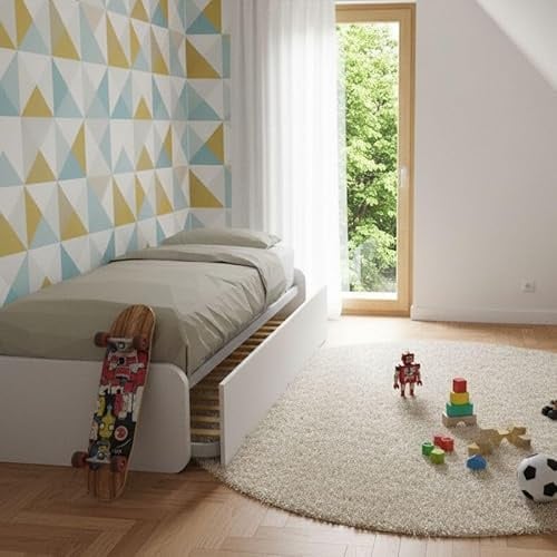 MOBILFINO CAMERETTE 964R – Einzelbett 80x190 mit zweitem ausziehbarem Bett und anpassbaren Kopfteilen - Niedrige Header, Weiß