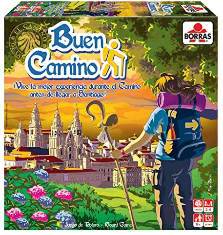 Borras - Brettspiel El Camino - Holen Sie sich Karten von Menschen, Orten und Gastronomie und erreichen Sie die Kathedrale mit allen Briefmarken, um der erfahrenste Gewinner zu sein - ab 8 Jahren