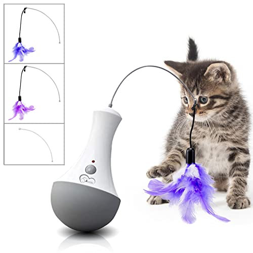 DOEL Interaktives Katzenspielzeug Mit Innenbereich Feder, Elektrisch Intelligenz, Tumbler für Batteriebetrieben als Katzengeschenke