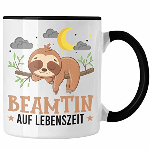 Trendation - Beamtin Auf Lebenszeit Tasse Geschenk Frauen Beamte Geschenkidee (Schwarz)