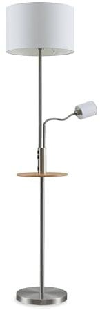 Lindby Stehlampe Aovanmit USB Anschluss (Modern) in Alu aus Metall (1 flammig, E27) - Textil Stehleuchte Floor Lamp Standleuchte Wohnzimmerlampe Wohnzimmerleuchte
