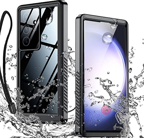 Miimall IP68 Wasserdicht Schutzhülle Kompatibel mit Samsung Galaxy S23 Ultra Hülle, S23 Ultra Hülle mit Displayschutz+Kameraschutz, PC+TPU All Inclusive Stoßfest Handyhülle für Galaxy S23 Ultra