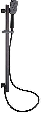 Dara Matt Black Square Shower Kit Slide Riser Rail Kit, Smart Click Function Handset Shower -Matt Black