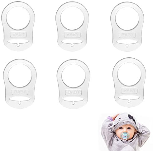 Silikon Baby Schnuller Adapter, 6 Stück Silikon Schnuller Clips, Baby Schnuller Ring Halter Clip Adapter für Schnuller im Knopf-Stil (Weiß)