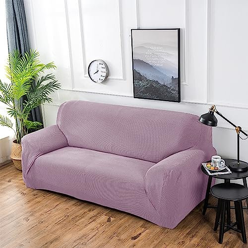 Copridivano Braccioli Spandex jacquard piccolo a quadri Copridivano Elasticizzato 2+3 Posti morbido, completamente coperto, Copri Divano Angolare per Divano Morbido Viola (2 pezzo)