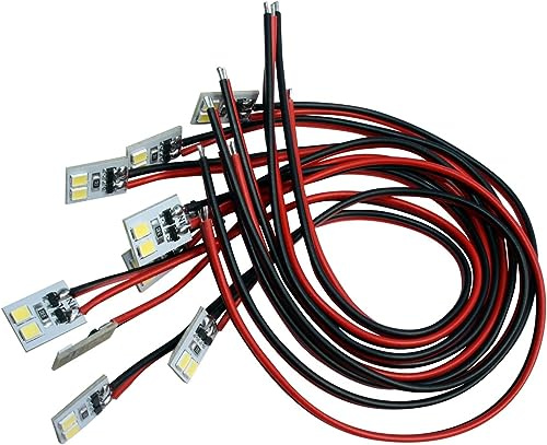 20 Stück LED Hausbeleuchtung 10x10mm Weiss kaltweiß warmweiß mit Kabel 20cm 12-18 V STK. (warmweiß)