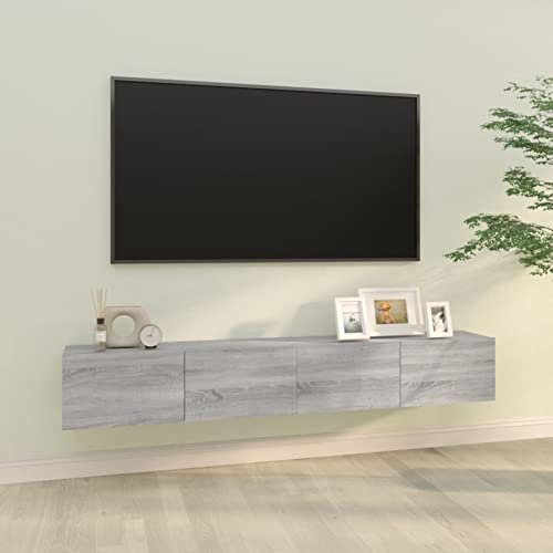 Camerina TV-Wandschränke 2 STK. Grau Sonoma 100x30x30 cm Holzwerkstoff TV Wandboard Hängend Lowboard Hangend Hängeschränke Hänge TV Board Wandregal