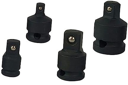 Angoily 4 Stück Schwarzes Steckschlüssel Adapterset aus Metall mit Federbelasteten Rastkugeln Passend für Schlagschrauber und Ratschenantriebe