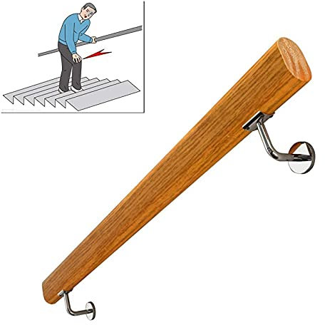 Kit completo de barandilla de escalera de madera (1 pie-20 pies), pasamanos de paso para ancianos de Villa Loft Hospital para interiores y exteriores, soporte de barandilla de escalera de pared (tam