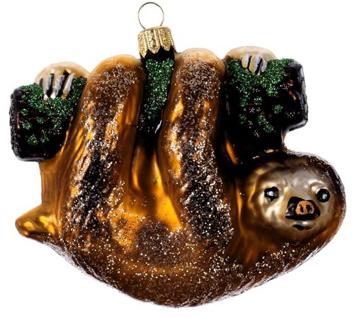 Holyart Faultier, Weihnachtsbaumschmuck aus mundgeblasenem Glas