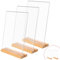 Dadabig 3PCS Presentoir de Table en Acrylique A4 avec Base en Bois, Presentoir Affiche A4 Support Acrylique A4 Porte Menu Restaurant pour Menu, Photo, Marriage, Publicité, Réception