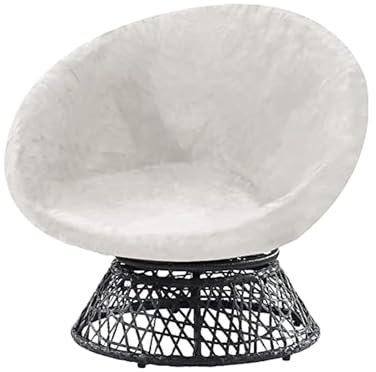 DEZYPZAM Housse De Chaise De Soucoupe Ronde en Velours, Housse De Chaise De Lune Amovible, Soucoupe Chaise Meubles Protecteur, Housse Fauteuil (Blanc Ivoire,M:29-37in)