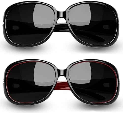 Joopin Lunettes de Soleil Femme Polarisées Grosses Lunettes de Soleil Stylées Tendance Rétro Luxe Noir Rouge