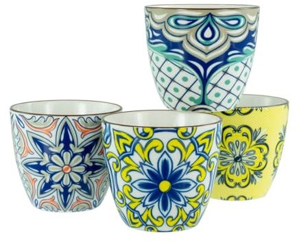 CreaTable, 21889, Serie Aladin, 4-teiliges Geschirrset für 4 Personen, Becherset aus Steinzeug, spülmaschinen- und mikrowellengeeignet, Qualitätsproduktion