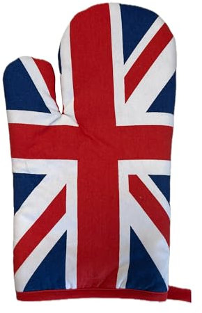 SAJAK Union Jack Flag Oven Mitt Gloves - Heat Resistant, Maximum Heat Protection, 100% Cotton Kitchen Accessories for Cooking, Baking, BBQ, Grill, for Chefs, Home Cooks, and British Decor