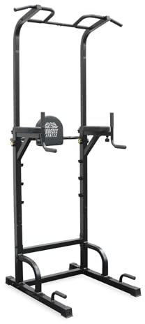 Phoenix Fitness Power Tower & Dip Station - Verstellbarer Klimmzug-Rack, Dip-Ständer & Liegestützstangen für Krafttraining Workout - Multifunktions-Power-Käfig für Home-Gym Übung - Schwarz