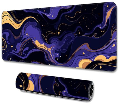 Hixingo Tapis de Souris XXL/XL/L, Tapis de Souris Gamer, Marbre Abstrait Violet Tapis Souris avec Bords Cousus, Tapis de Souris en Base Antidérapante Convient pour Gaming (1200x600x3mm,Violet 7)