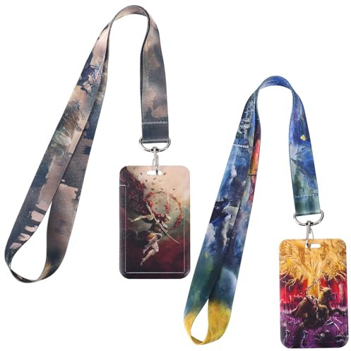 GTOTd Elden Game Lanyard Schlüsselband (2 Pcs) with ID Badge Holder Ausweishalter Decoartions (2 Pcs). Merch Game Party Zubehör Dekor ID Badge Halter Schlüssel String Brieftasche Telefon Teens