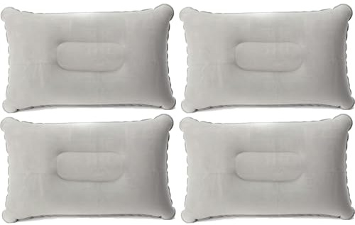 Vivikivi 4 Pièces Oreiller Gonflables, Oreillers Ultra légers résistants à l'eau, Coussin Gonflable de Camping Parfaits pour Les Voyages/Plein air/pêche/Longs Trajets/Bureau (Gris Clair)