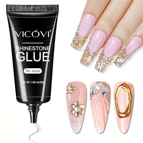 Nail Rhinestone Glue Gel - Diamond Art Gel Nail Glue - Super Adhesive 3D Nail Art Gel - UV Nail Charm Glue Long Lasting - Strong Nail Gem Glue for Nails Sculpting Craving at Home