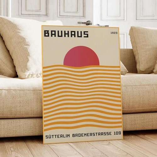 Moderne Geometrie Abstrakte Bauhaus Rote Sonne Wand Kunst Leinwand Malerei Poster Drucke Für Wohnzimmer Wohnkultur 50X70Cm Kein Rahmen