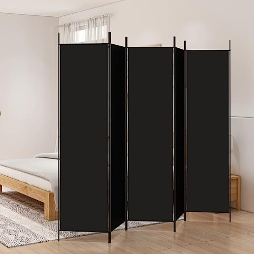 Myheimly Paravent,Raumtrenner Raumteiler Trennwand Umkleide Sichtschutz Spanische Wand Wohnzimmer Schlafzimmer,Stoff ParaventSchwarz,250 x 200 cm