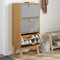 UMOLAMARY Schuhschrank Grau und Braun 55x35x120cm Massivholz Kiefer,Schuhschrank aus Kiefernholz: Praktischer Stauraum für Dein Zuhause Diele & Flur