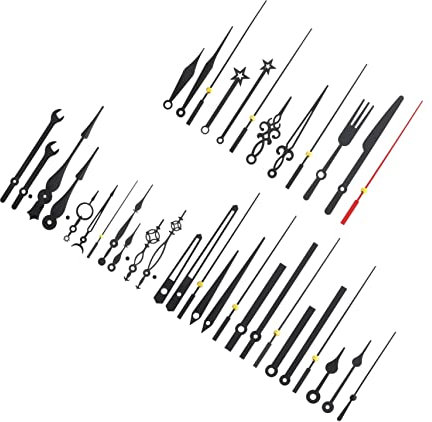 HOMSFOU 28 Sätze Uhrzeiger Wanduhrwerk Selber Bauen Uhr DIY Teile Bausatz Uhrwerk Modern Mechanismus Retro Quarz Kippen Teile des Uhrwerks Weckerwerk Gießen Bausatz Led Plastik Black