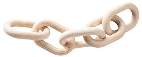 BATHVEVE Holzkette Deko Ornament Handgefertigte Wanddekoration Aus Holz Für Wohnzimmer Schlafzimmer Rustikale Wohnstile Boho Kettenlink Für Tisch Und Heimdekoration