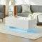 TUKAILAI Couchtisch Weiß, Wohnzimmertisch Hochglanz, Kaffeetisch mit LED, Couchtisch mit Schubladen, Couch Tisch Wohnzimmer mit 7-Farbiger LED