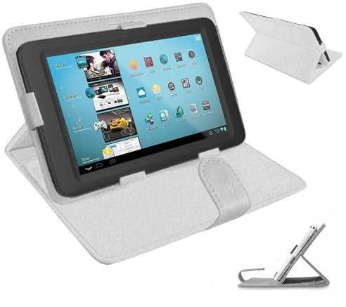 Universal Case for All 10 inch Tablet,Cover for 10.1 inch Tab, Travel Portable Protective Folio Leather Stand Shell for All Kinds of 9.6-10.5 inch Android/iOS/Windows Tablet (White)
