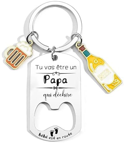 QTZXZX Cadeau annonce naissance Porte-Clés Personnalisé -Porte clef annonce naissance - annonce grossesse - Cadeau un futur papa - futur papy - futur parrain - futur tonton