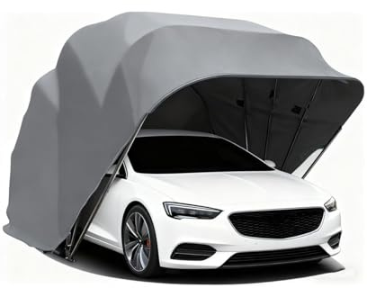 Folding Car Canopy, Retractable Semi-Automatic Car Tent, Windproof and Snow-Proof Semi-Automatic Durable Shelter, for Parking Lot Yard Garden,Grey(5.9 * 2.7 * 2.5M)