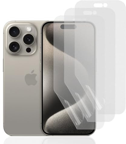 Hhfcryst Pack of 3 Hydrogel Matte Screen Protectors for iPhone 15 Pro, Anti-Scratch, Anti-Glare TPU Screen Protector, Anti-Fingerprint, Highly Sensitive Hydrogel Film