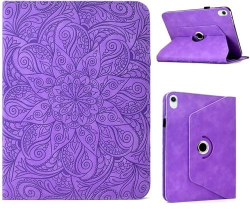ONETHEFUL Rotierende Hülle für iPad mini 7 (A17 Pro) /Mini 6,iPad mini 7th 2024 /6th 2021, 8.3 Zoll - PU Leder Tablet Case 360 Grad mit Standfunktion, Kartenfächern & Stifthülle | Violett
