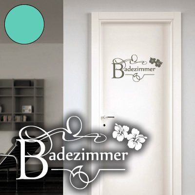 Klebesüchtig A661 Tür-/Wandtattoo Badezimmer 50cm x 27cm mint (erhältlich in 40 Farben und 2 Größen)
