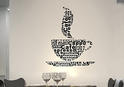 Wandtattoo wandaufkleber Aufkleber Wandsticker wall sticker Wohnzimmer Schlafzimmer Kinderzimmer KÜCHE 30 Farben zur Wahl Wandtext Wandwort Wandspruch spruch Zitat Küche Schriftzug CAFE COFFEE KAFFEE KÜCHE coffee wkf23(Visualisierung)