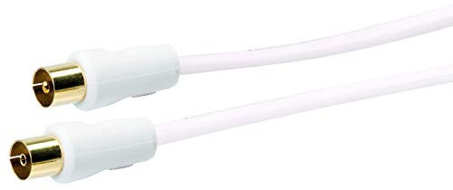 Schwaiger Antennen Anschlusskabel 90 dB, 1,5m, weiß, IEC Stecker > IEC Buchse, 2-Fach Schirmung, 75 Ohm, digital, HDTV, DVB-C/DVB-T2