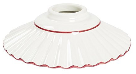 Ceramica bianca bordo rosa antico di ricambio per applique e lampadari ferro e ottone 20 cm