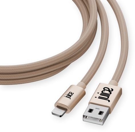 Juice Braided Lightning Cable 2m (Gold) | MFi Certified iPhone Charger | USB A to Lightning | iPhone 5–14, iPad, iPod, AirPods | Zero waste packaging | 1 year warranty