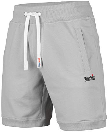 Mount Swiss Kurze Freizeithose Herren Luca I Kurze Sweatpants Herren mit Taschen und Tunnelzug I Kurze Hose Übergröße I Bequeme Sport Shorts Farbe: Stahl-Grau, Gr. 4XL